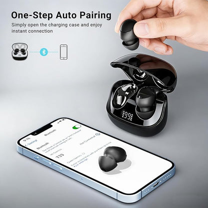 T33 Sleep Earbuds, Bluetooth 6.0 Noise Cancelling Sleep Headphones for Side Sleepers, ANC Up to 98%, Sleep Mode, 48H Playtime, Small Earbuds Comfort Fit for Sleeping, Travel, Work, Black