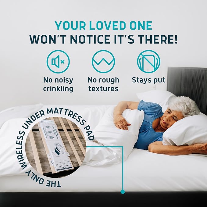 Lunderg Under Mattress Bed Alarm System with Call Button, Wireless Bed Sensor Pad (10" x 30") & Pager - Bed Alarms and Fall Prevention for Elderly