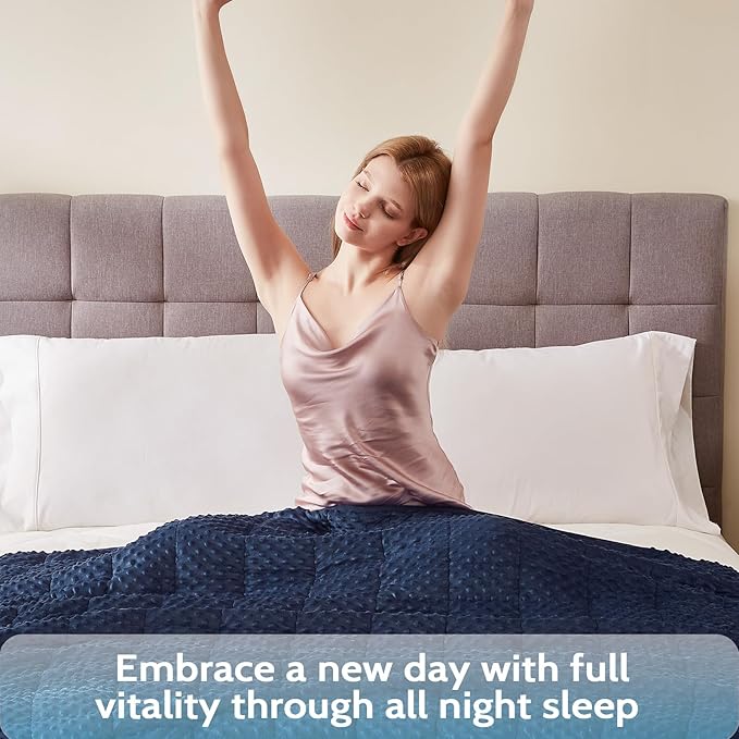 L'AGRATY Weighted Blanket for Adult - 80"x87" 25lbs Minky Dots Heavy Blanket with Glass Beads Soft Breathable for All-Season Summer Fall Winter Thick Comfort for Sleeping