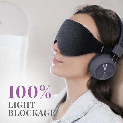 Sleep Mask [2 Pack] - Eye Mask for Sleeping - Ultra Lightweight for Side Sleepers, Contoured, 100% Blackout Sleeping Masks for Women and Men, Blindfold and Eye Covers - S1 Black