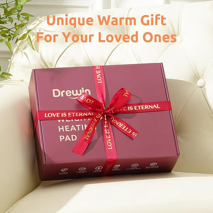 Drewin Weighted Heating Blanket 5lbs for Relax and Calm, 24" x 29" Portable Electric Pads for Knee Shoulder Versatile Use, Warm Lap Blanket with 4 Heating Levels 2 Hours Timer Auto Off, Grey