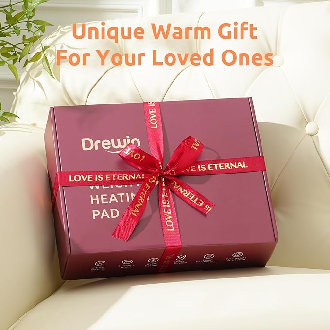 Drewin Weighted Heating Pad 7 lbs for Pain Relief, 24" x 29" Portable Heated Pads for Knee Shoulders Back with 4 Heating Levels 2 Hours Timer Auto Off, Soft Warm Weighted Lap Blanket, Dark Green