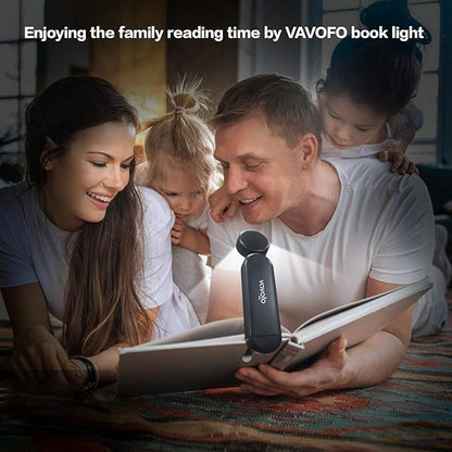 VAVOFO USB Rechargeable Book Light, Blue Light Blocking, Amber Clip-On Bookmark Shaped Reading Light, Eye Care 6 LEDs With 9 Lighting Modes for Bookworms (Grey)