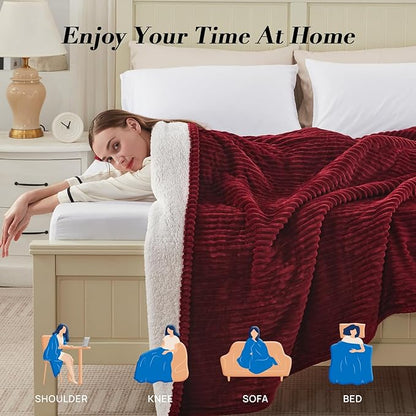 Westinghouse King Size Heated Blanket, Soft Flannel to Sherpa Reversible Electric Blanket King Size with 10 Heating Levels & 1-12 Hours Auto Shut Off, Machine Washable, (100" x 90", Red)