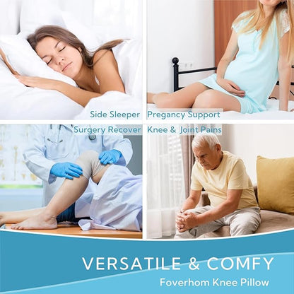 foverhom Memory Foam Knee Pillow,Orthopedic Leg Pillow for Sciatica Relief,Back Pain, Pregnancy, Leg Pain, Hip Pain and Sciatica Relief, Grey