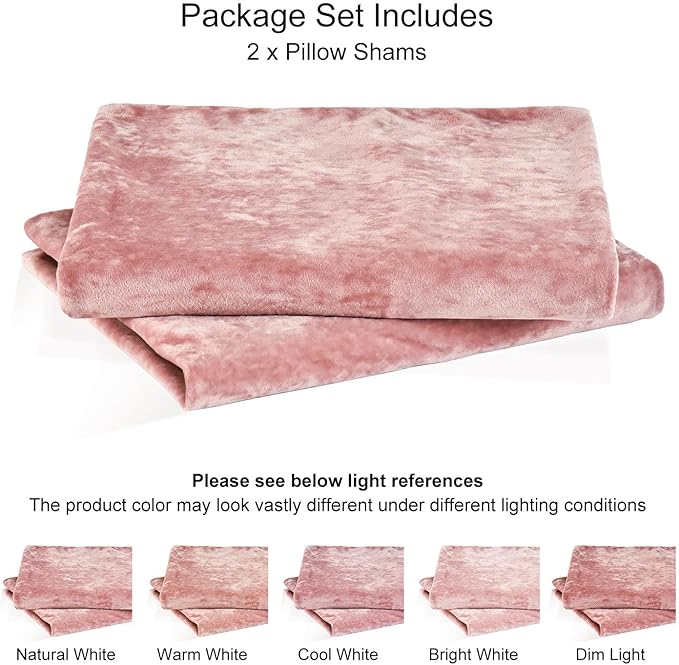 PHF Truly Velvet Pillowcases Standard Size, No Insert, 2 Pack Ultra Soft Breathable Pillow Shams Covers with Envelope Closure, 20" X 26" Luxury Cozy Warm Fuzzy Flannel, Pink