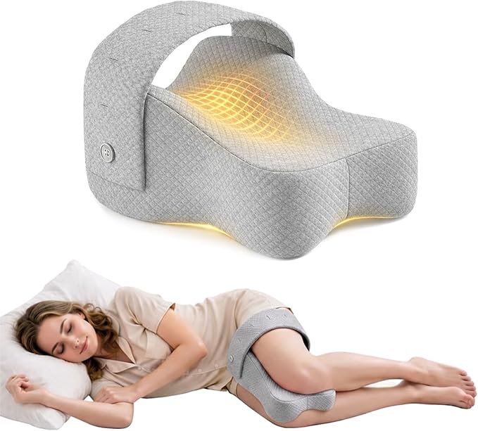 Knee Pillow for Side Sleepers,Memory Foam Balanced Support for Hip & Sciatica Pain Relief,Leg Pillow for Side Sleeping,Adjustable Elastic Strap for Pregnant Women and Seniors (Grey)