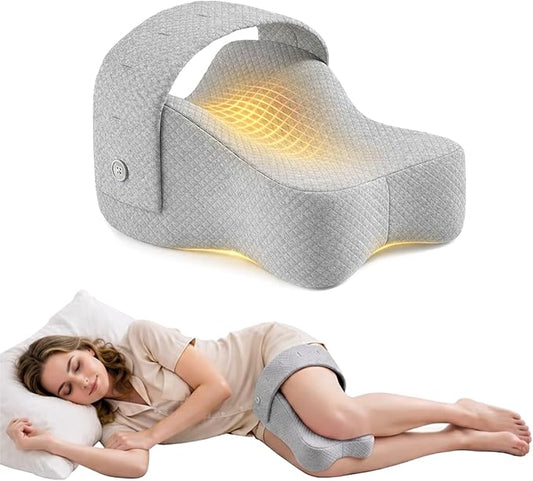 Knee Pillow for Side Sleepers,Memory Foam Balanced Support for Hip & Sciatica Pain Relief,Leg Pillow for Side Sleeping,Adjustable Elastic Strap for Pregnant Women and Seniors (Grey)