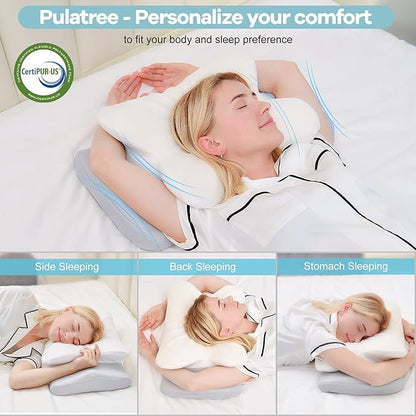 Cervical Pillow for Neck, Odorless Contour Memory Foam Pillows, Ergonomic Orthopedic Bed Pillows for Sleeping, Support Side Back Stomach Sleeper (Queen)