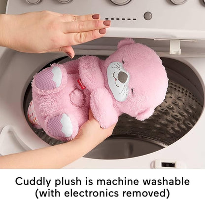 Fisher-Price Baby Toy Soothe ‘n Snuggle Otter Plush, Pink Portable Sound Machine with Breathing Motion & Lights for Newborns Ages 0+ Months