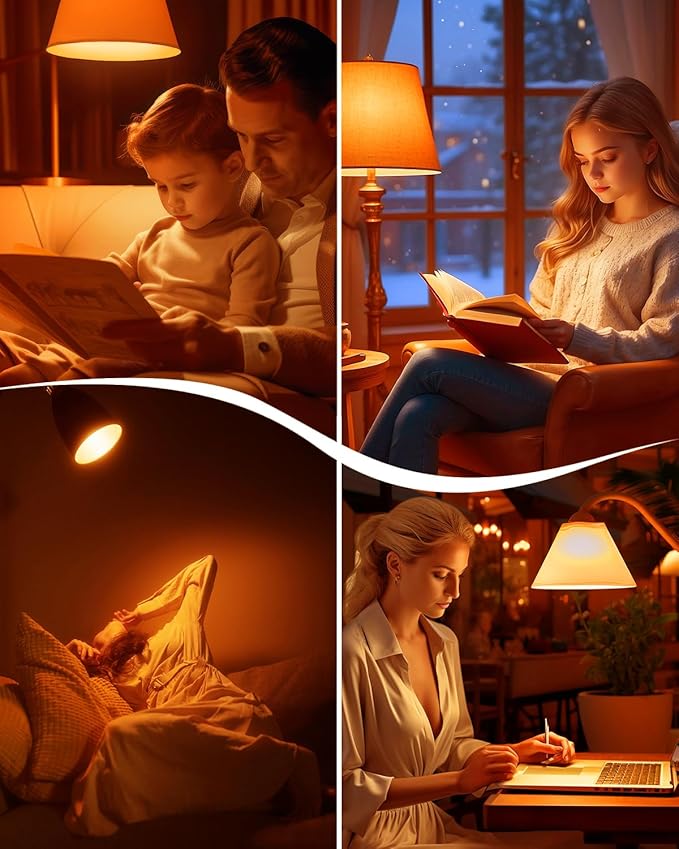 Bonlux Amber Light Bulbs 2000K, A19 9W E26 LED Yellow Soft Warm Sleep Light Bulb Blue Light Blocking (60 Watt Equivalent) for Bedroom,Healthy Sleep, Baby Nursery Light, Night Light Bulb, 2 Pack