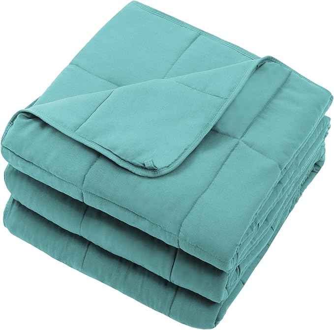 Teal Weighted Blanket for Adults 12lbs, 60"x80", Queen Size Cooling Heavy Throw Blanket for 110-130lbs, Microfiber Soft Thick Big Blankets Weighted Comforter Breathable Gift for Sleeping