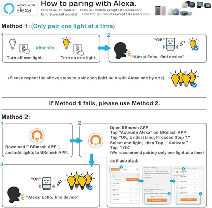 UCB Alexa Light Bulb 130W Equivalent, Smart Light Bulbs Warm White to Daylight Tunable, A19 E26 Bluetooth LED Bulbs Work with Alexa Only for Bedroom Kitchen Living Office No WiFi Required 4 Pack