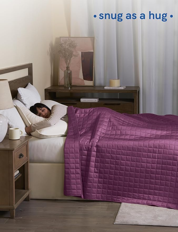 YnM Exclusive Cooling Rayon Derived from Bamboo, Smallest Compartments, Bed Blanket for One Person of 190lbs, Ideal for Queen/King Bed (60x80 Inches, 20 Pounds, Fuchsia Purple)