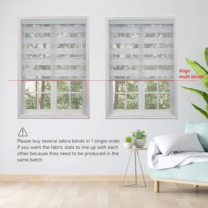 Cordless Motorized Zebra Blinds for Windows Blackout with Remote, Custom Dual Layer Smart Zebra Shades Work with Alexa Google, Automatic Electric Light Filtering Roller Sheer Shades, Grey