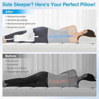 Knee Pillow for Side Sleepers, White