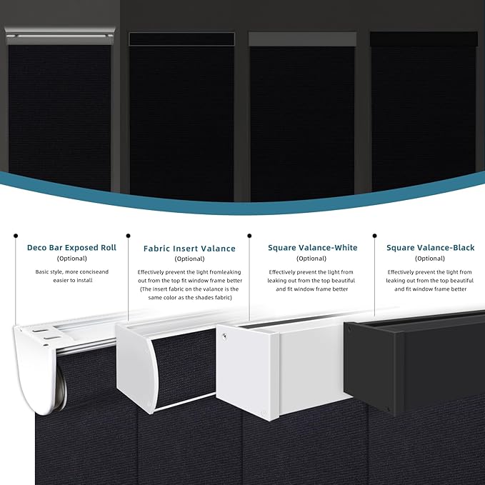 Motorized Roller Shade, 100% Blackout Smart Window Blinds Work with Homekit, Alexa, Google Home, Remote Control, Electric Blinds with USB/Solar Pannel,Dark Eclipse Black