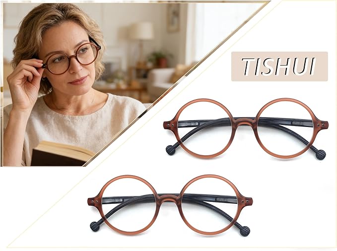 Round Reading Glasses Women Men Blue Light Blocking Circular Readers Unisex Ultra Lightweight Circle Cheaters Glasses