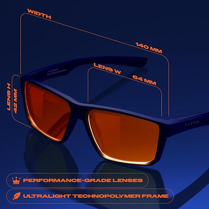 Titan Gaming Glasses, Blue Light Blocking, Night Driving Glasses for Men, Computer Protection Christmas Gift for Gamers