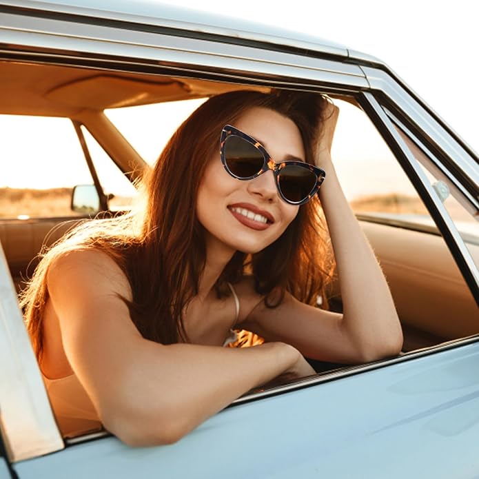 6 Pack Fashion Cat Eye Reading Glasses for Women Blue Light Blocking Oversized Spring Hinges Computer Readers