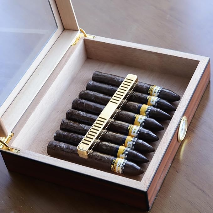 4 Pack Cigar Humidifier Strips for Humidor, Reusable Long-Lasting Humidity Control Solution with Adhesive & Dropper - Compact, Portable Travel Design for Cigar Box, Jar, Cabinet, Case (Gold)