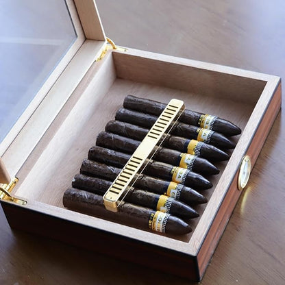 4 Pack Cigar Humidifier Strips for Humidor, Reusable Long-Lasting Humidity Control Solution with Adhesive & Dropper - Compact, Portable Travel Design for Cigar Box, Jar, Cabinet, Case (Gold)