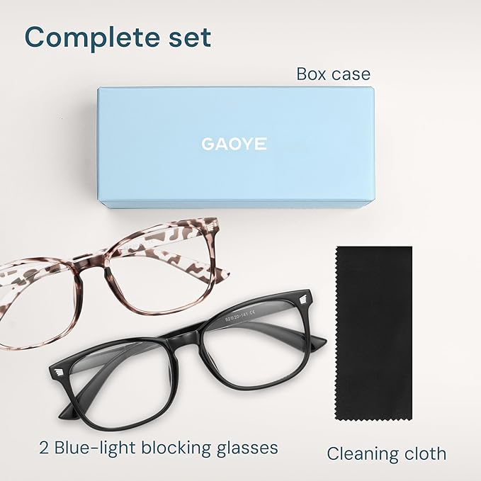 Blue Light Blocking Glasses - Fashion Square Eyeglasses, Anti UV Ray Computer Gaming Glasses Blue Blockers for Women/Men