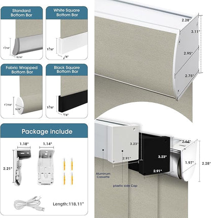 SmartWings Motorized Light Filtering Shades, 50% Blackout PVC Free Smart Blinds, Custom Size, Rechargeable Battery, Works with Matter/Apple HomeKit, Alexa, Thread/Zigbee, Remote Optional, 50% Stone