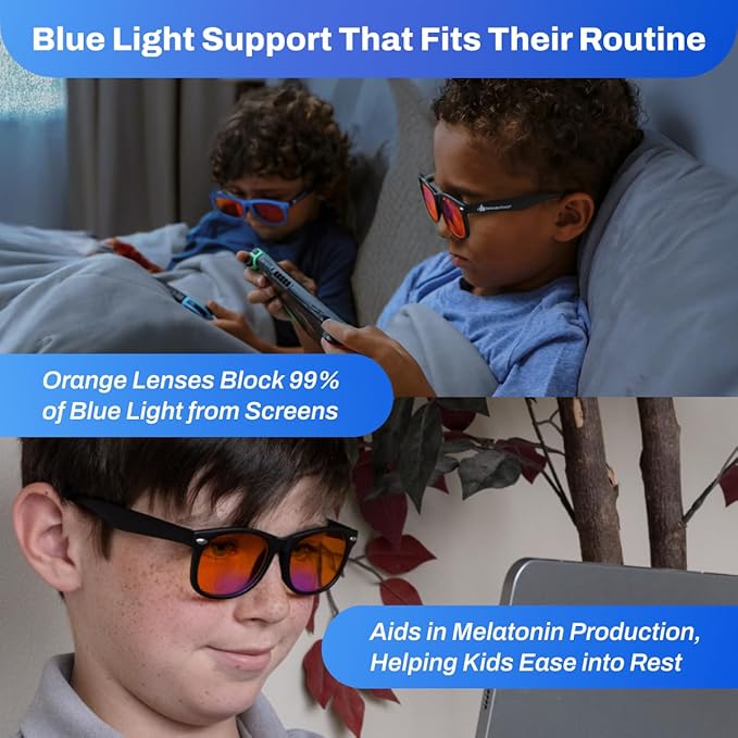 DefenderShield Blue Light Blocking Glasses Kid Series for Computer, Mobile, Gaming, Sleep-Purple - Anti Eye Strain, Headache