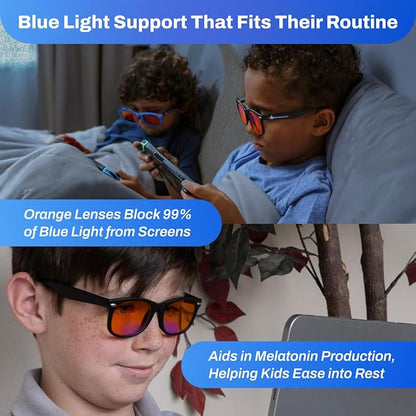 DefenderShield Blue Light Blocking Glasses Kid Series for Computer, Mobile, Gaming, Sleep-Purple - Anti Eye Strain, Headache