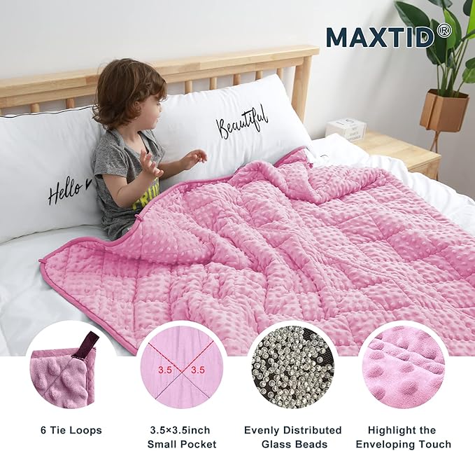 MAXTID Weighted Blanket for Kids 3lbs Pink 36x48 Kids Heavy Blanket Comfort Sensory Blankets for Girls