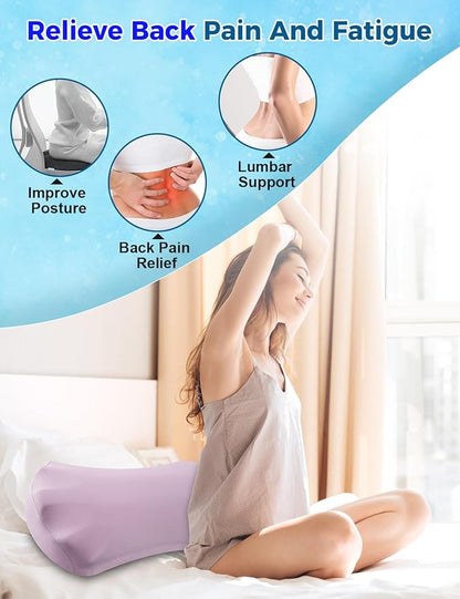Lumbar Support Pillow for Bed – Memory Foam Lower Back Pain Relief Pillow for Sleeping, Ergonomic Lumbar Pillow for Side & Back Sleepers, Sciatica & Hip Pain Relief, Washable Cooling Cover