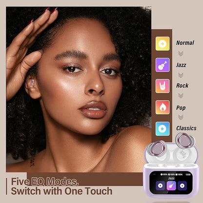 Sleep Earbuds Bluetooth 5.4 in Ear Touch Screen Sleep Headphones, Small Design Mini Sleep Earbuds for Side Sleepers with Sleep Mode, 48H Playtime Sleep Earphones Clear Calls, 5 EQ Modes, Purple