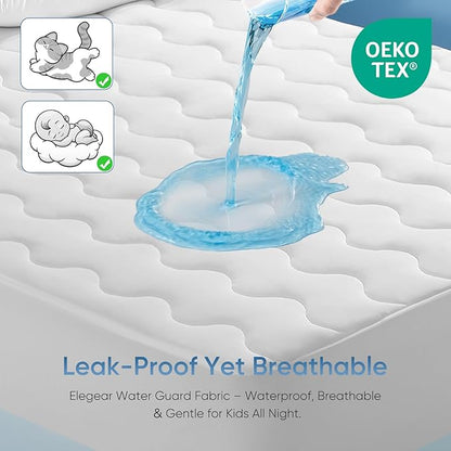 Elegear Queen Cooling Mattress Pad for Hot Sleepers, Waterproof Cold Mattress Topper with TriSupport 3D Tech Balanced Support & Enhanced Breathability, Soft Fluffy Bed Protector Deep Pocket Up to 16"