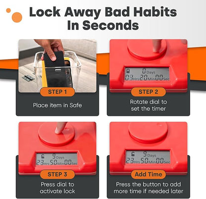 Kitchen Safe Time Locking Container, Phone Jail, Medication Lock Box, Break Bad Habits, Quit Smoking, Stop Snacking, Gaming Addiction, Family Time (XL, White Lid + 12.3” White Base)