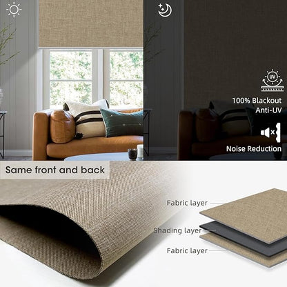 SmartWings Motorized Blinds Smart Blinds Remote Control Dual-Sided Blackout Shade Work with Apple Homekit Thread Z-Wave Alexa Smart Roller Shade Blackout Customized 16"-110" W (Bouvardia Light Brown)
