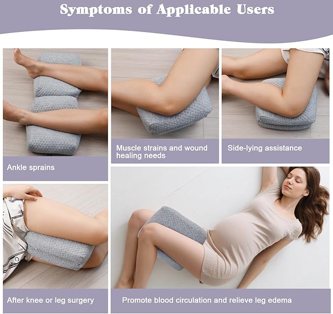Knee Pillow for Side Sleepers, Leg and Ankle Support Pillow for Hip Pain Smooth Spine Alignment for Better Sleep, Ideal Pillows for Side Sleeping Knee and Back Pain Relief, Light Gray