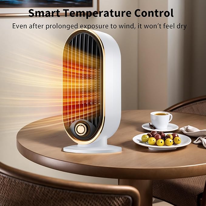 Space Heater, 800 Watts Space Heaters for Indoor Use, Tip-Over Protection, Fast Heat, Thermostat, Desktop and Floor, Small Portable Space Heater for Bedroom, Office, Dorm, Living room, Garage