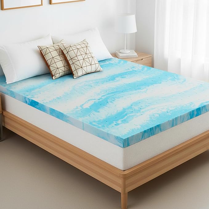 Memory Foam Mattress Topper California King - 2 Inch Gel Infused Bed Toppers, Pressure Relief Mattress Pad, CertiPUR-US Certified