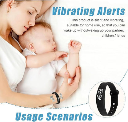Vibrating Alarm Wristband Deaf People Watch Band Fit Sleeps Rise Silent Shock Clock Bracelet Bands for Heavy Sleepers Wearable Wrist Band That Won't Wake Partner Vibration Bed Shaker