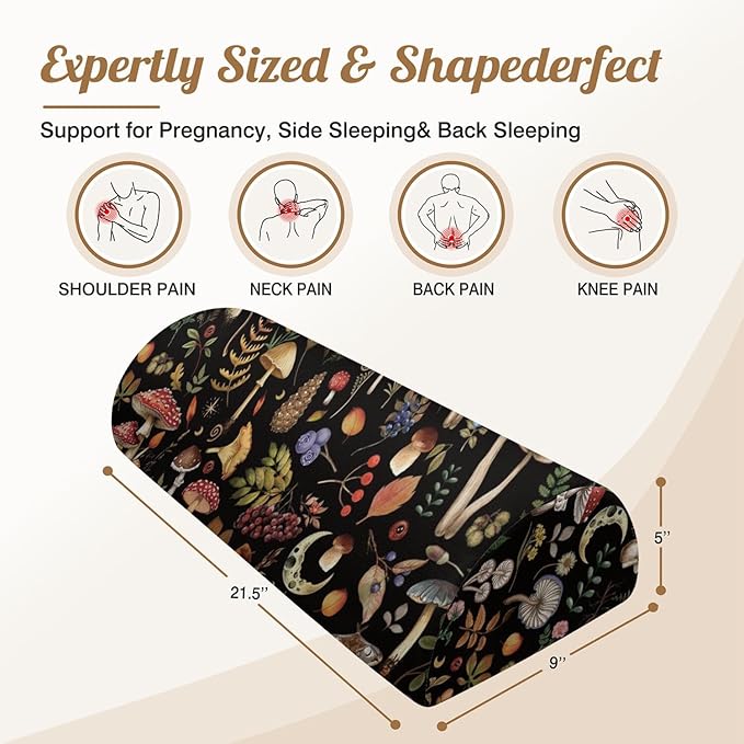 Knee Pillow for Back Sleeping – Half Moon Bolster Pillow for Legs,Under Knee While Sleeping Support, Leg & Back Pain Relief (21.5x9x5 Inches),Machine Washable Cover