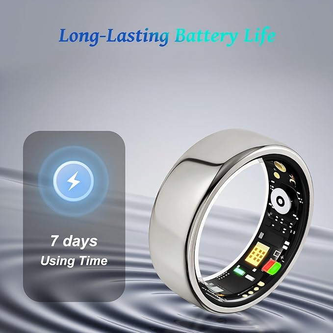 Smart Ring for Women Men,Fitness Tracker Ring with Heart Rate, Sleep Monitoring, Blood Oxygen, Step Counting for iOS and Android, No Subscription Fee, Waterproof, Valentines Day Gifts(Silver, 11)