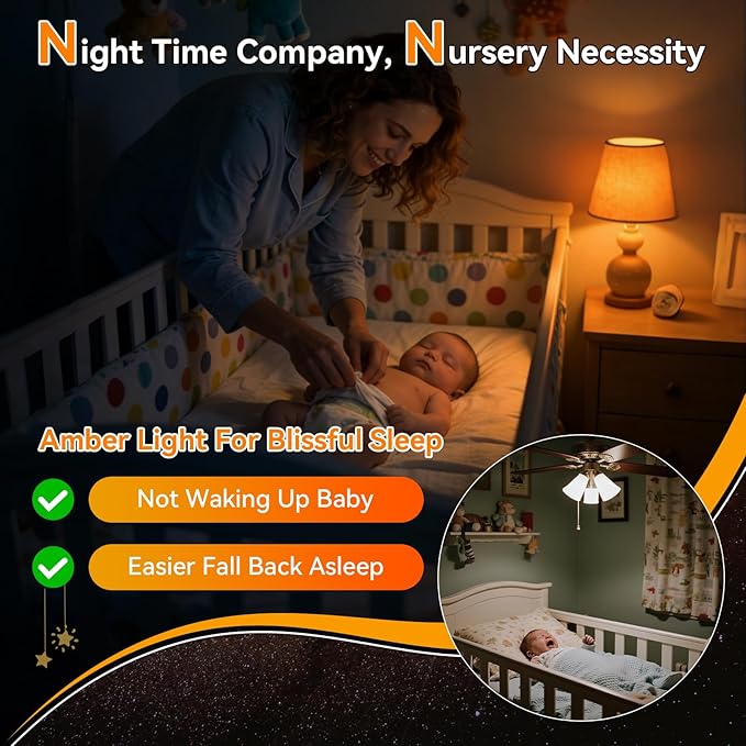 Neporal A15 Amber LED Light Bulb 1800K, True Blue Light Blocking Sleep Aid Bulb for Bedroom Nursery, 7W Replacement for 40W, Soft Warm Glow to Protect Melatonin, E26 Base (2, Amber)