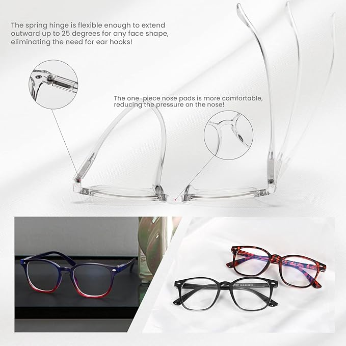 BLS BLUES Reading Glasses for Women for Home, Office & Driving - HD Clear Readers with Blue Light Blocking Protection