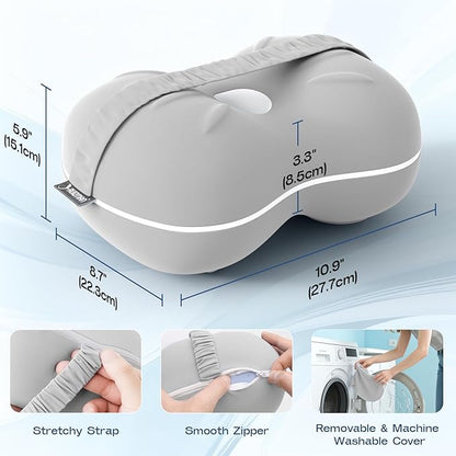 Leg Pillow for Side Sleeping - Between Knee Pillow for Side Sleepers - Ergonomic Memory Foam Knee Pillow for Knee Pain, Hip Alignment, Cooling Cover & Removable (Grey)