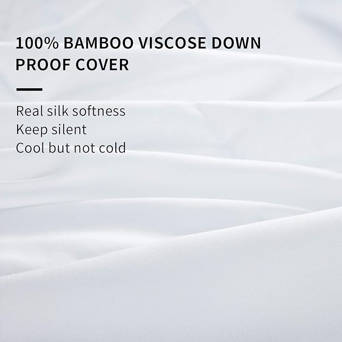 HOMBYS Lightweight Cooling Comforter Twin Size,100% Viscose Derived from Bamboo Shell Down Alternative Duvet Insert,White Soft All Season Comforter for Hot Sleepers,8 Corner Tabs