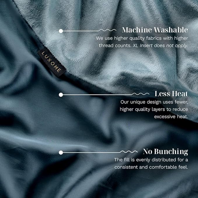LUXOME Premium Adult Weighted Blanket | Includes Removable Cool & Cozy Cover | 25 lbs | 90"x80" | King Size | The Best Weighted Blanket | Ocean (Blue)