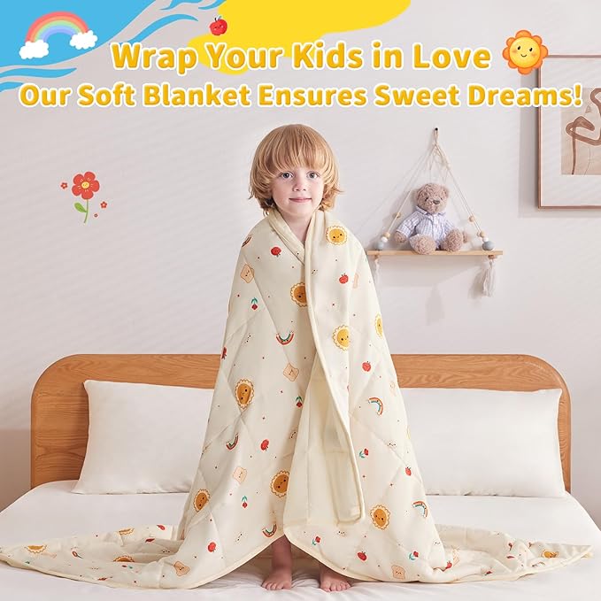 anfie Weighted Blanket Kids (36"x48" 5lbs) Weighted Blanket Cooling Blanket for Sleeping,Throw Size Breathable Blanket with Premium Glass Bead(Beige Sun)