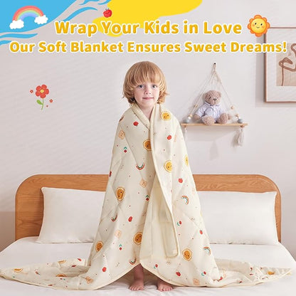anfie Weighted Blanket Kids(40"x60" 10lbs) Weighted Blanket Cooling Blanket for Sleeping,Throw Size Breathable Blanket with Premium Glass Bead(Beige Sun)