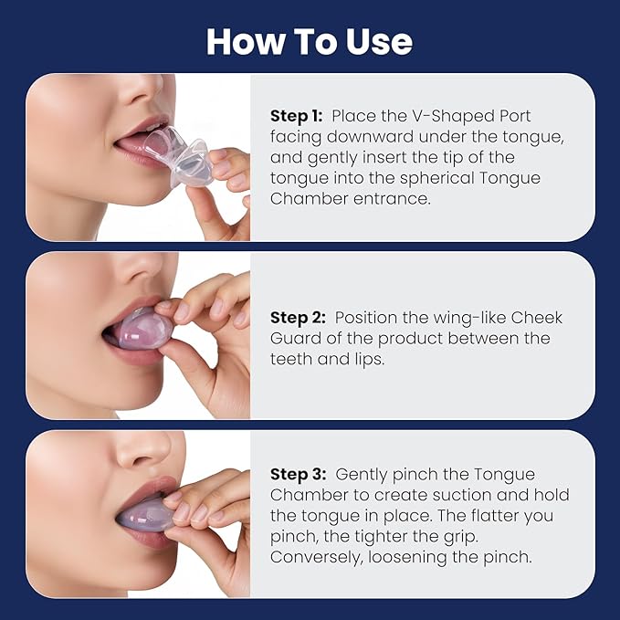 Tongue Stabilizing Device Mouthpiece - Reusable, BPA-Free Anti Snore Solution & Comfortable Tongue Retainer to Stop Snoring for Better Sleep, Fits Men & Women(L)